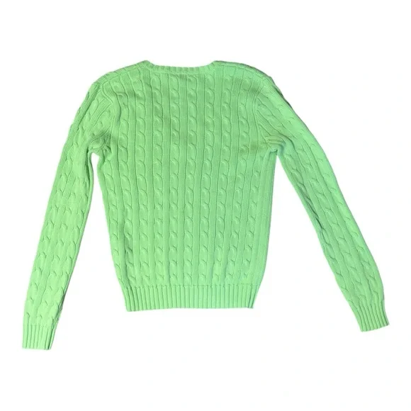 Ralph Lauren Sport Women's Lime Green V-Neck Sweater Medium - Picture 4 of 4